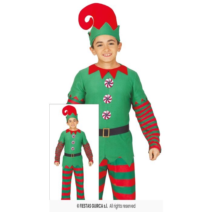 Feestshop.be Elf kostuum jongen rood groen kind