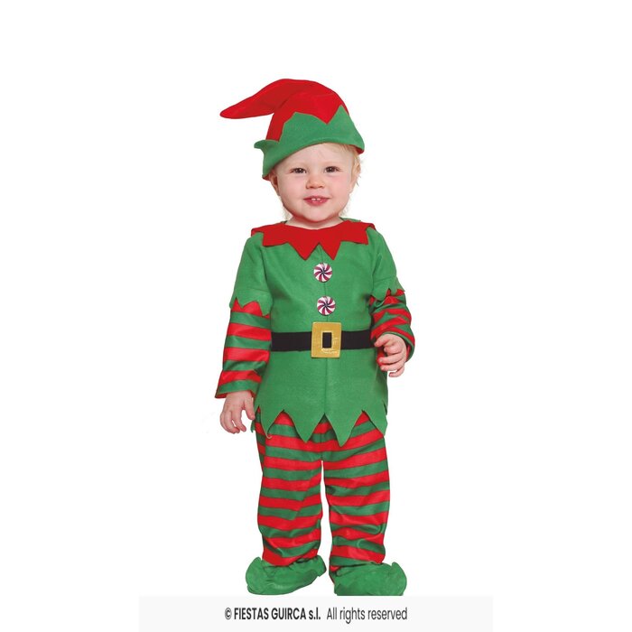 Feestshop.be Elf kostuum baby rood groen