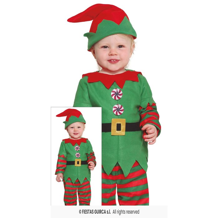 Feestshop.be Elf kostuum baby rood groen