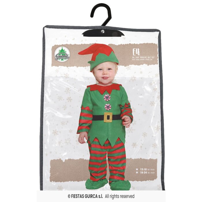 Feestshop.be Elf kostuum baby rood groen