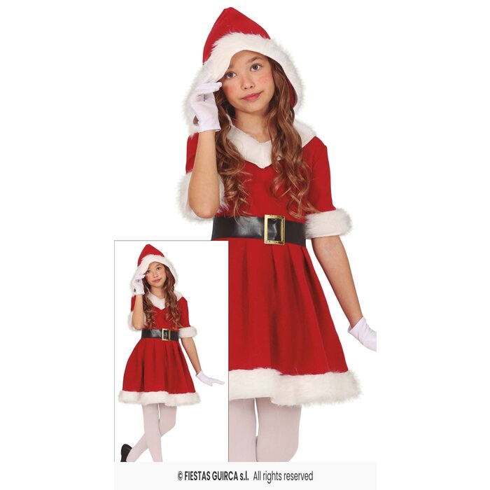 Feestshop.be Kerst kleedje meisje met kap