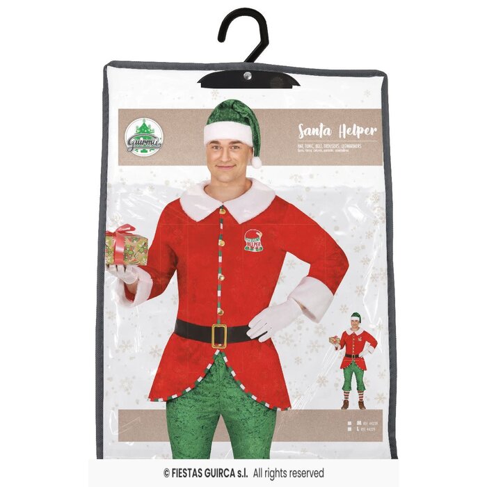 Feestshop.be Kerst elf kostuum heren groen rood