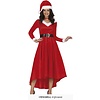 Feestshop.be Kerst kleedje dames lang rood wit