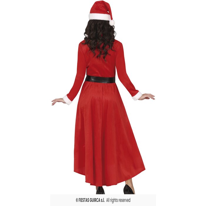 Feestshop.be Kerst kleedje dames lang rood wit