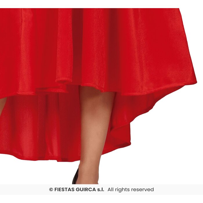 Feestshop.be Kerst kleedje dames lang rood wit