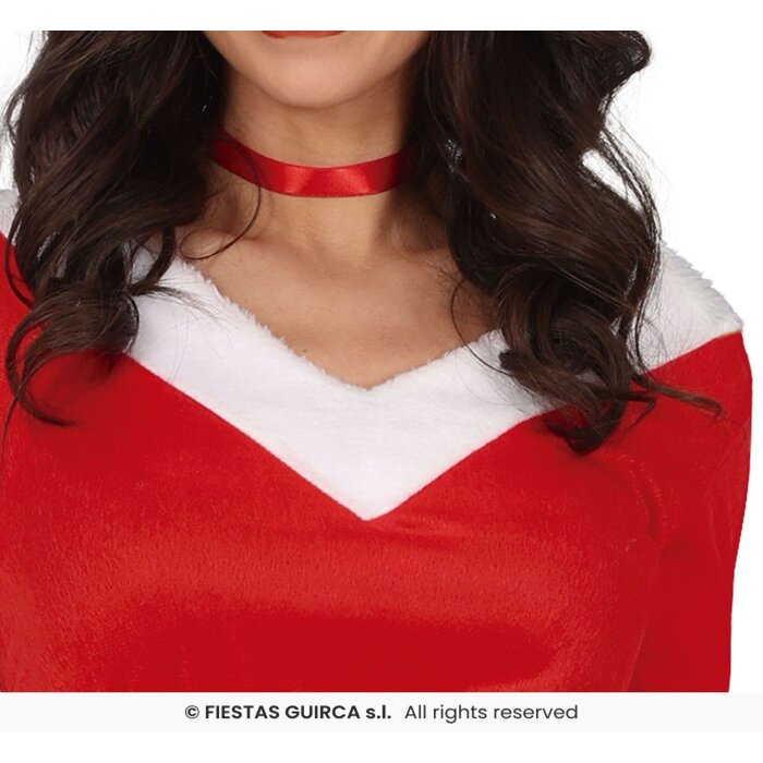 Feestshop.be Kerst kleedje dames lang rood wit