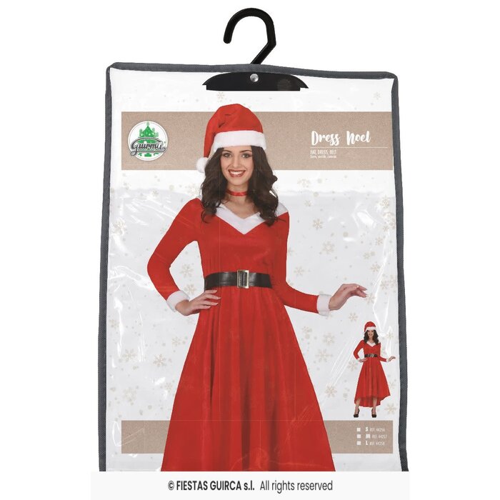 Feestshop.be Kerst kleedje dames lang rood wit