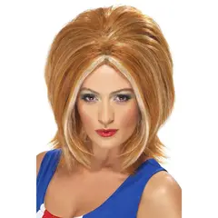 Pruik 'Ginger Spice' ros+witte klissen DOOS 388