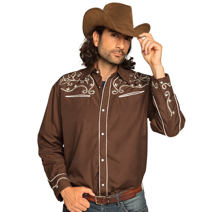 Feestshop.be Hemd shirt Western bruin