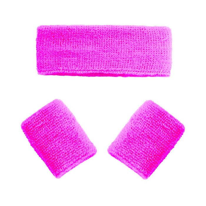 Zweetbanden set fluo neon roze