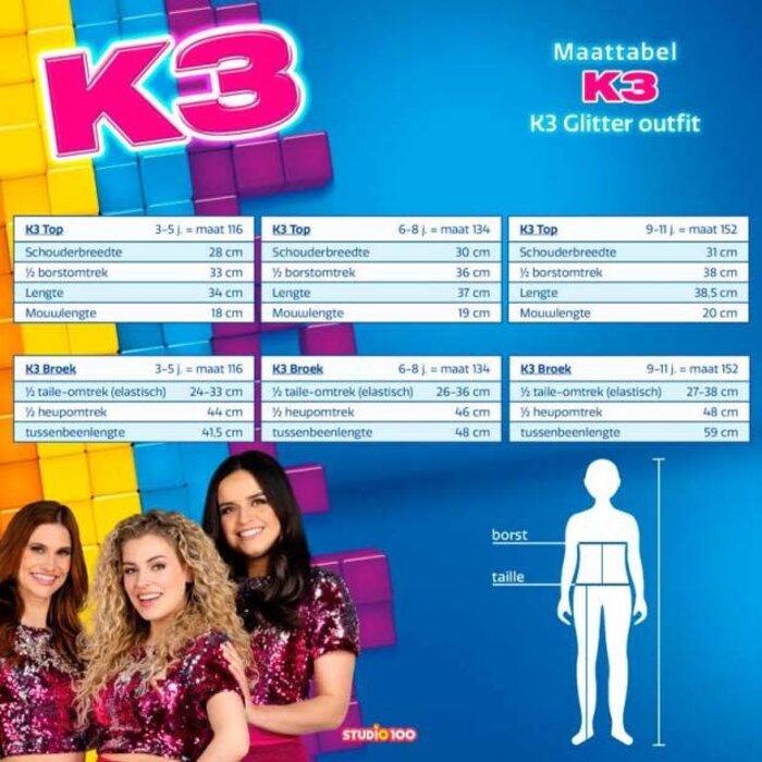Studio 100 K3 verkleedkleding glitter