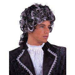 Pruik barok man zwart wit grijs