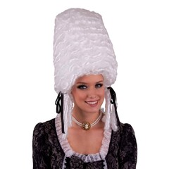 Feestshop.be Hoge pruik Pompadour wit