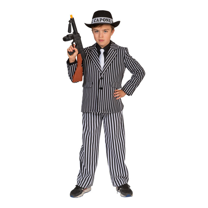 Feestshop.be Gangster kostuum kind wit zwart gestreept