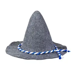 Hoed oktoberfest grijs met lint blauw/wit