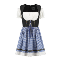 Dirndl Elsa kort zwart blauw geruit rokje