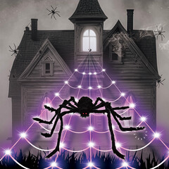 Halloween LED Spinnenweb met spin 5m