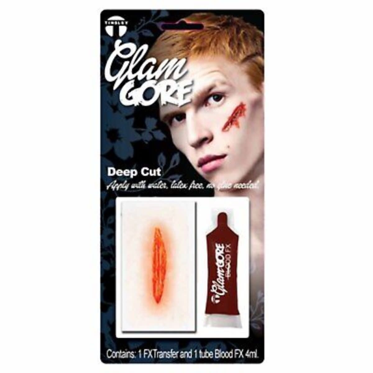 Litteken nepwonde Glam Gore Transfer and Blood Sachet- Deep Cut
