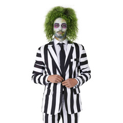 Suitmeister Beetlejuice kostuum zwart wit gestreept