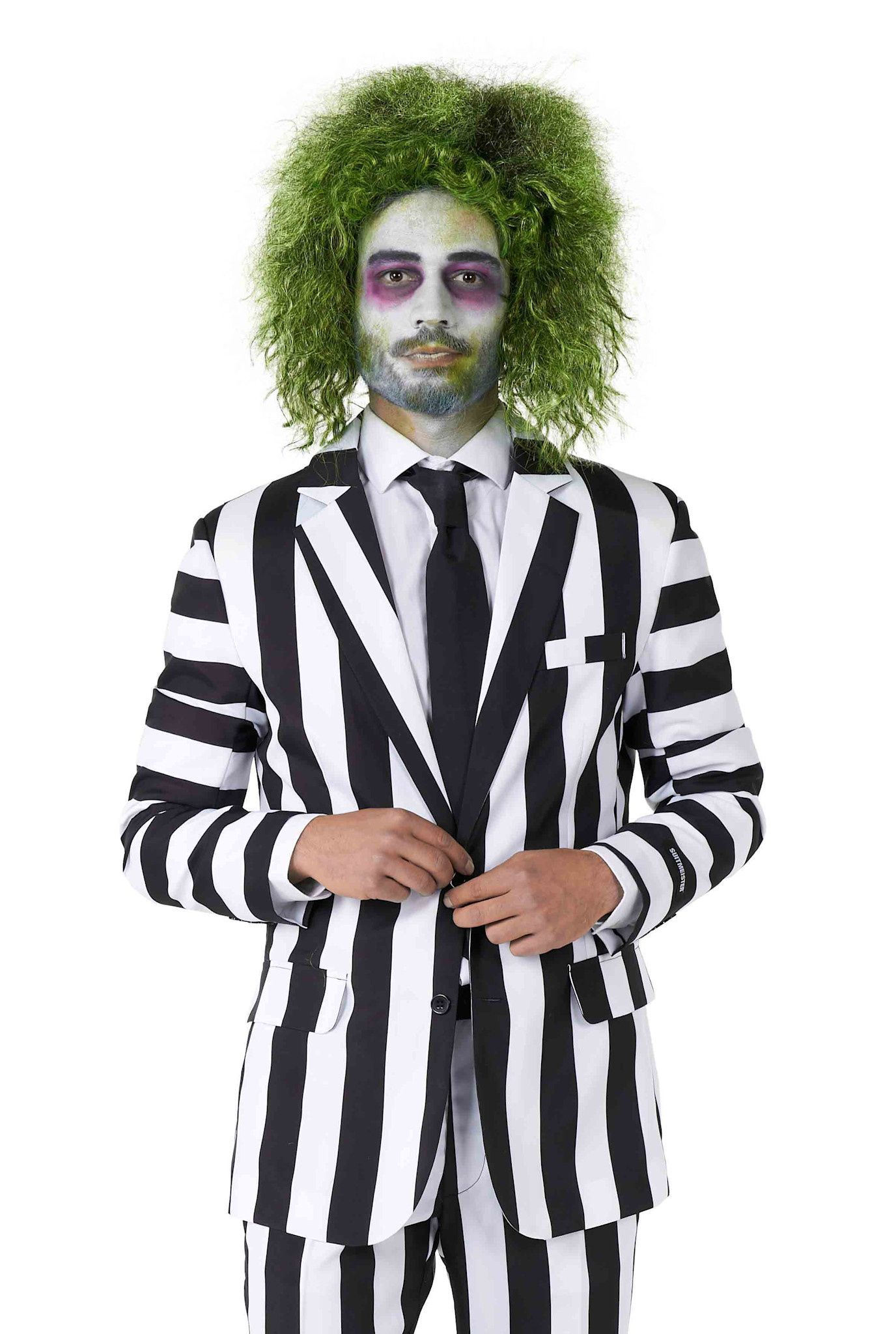 Suitmeister Beetlejuice kostuum zwart wit gestreept
