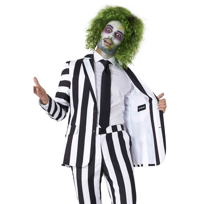 Suitmeister Beetlejuice kostuum zwart wit gestreept