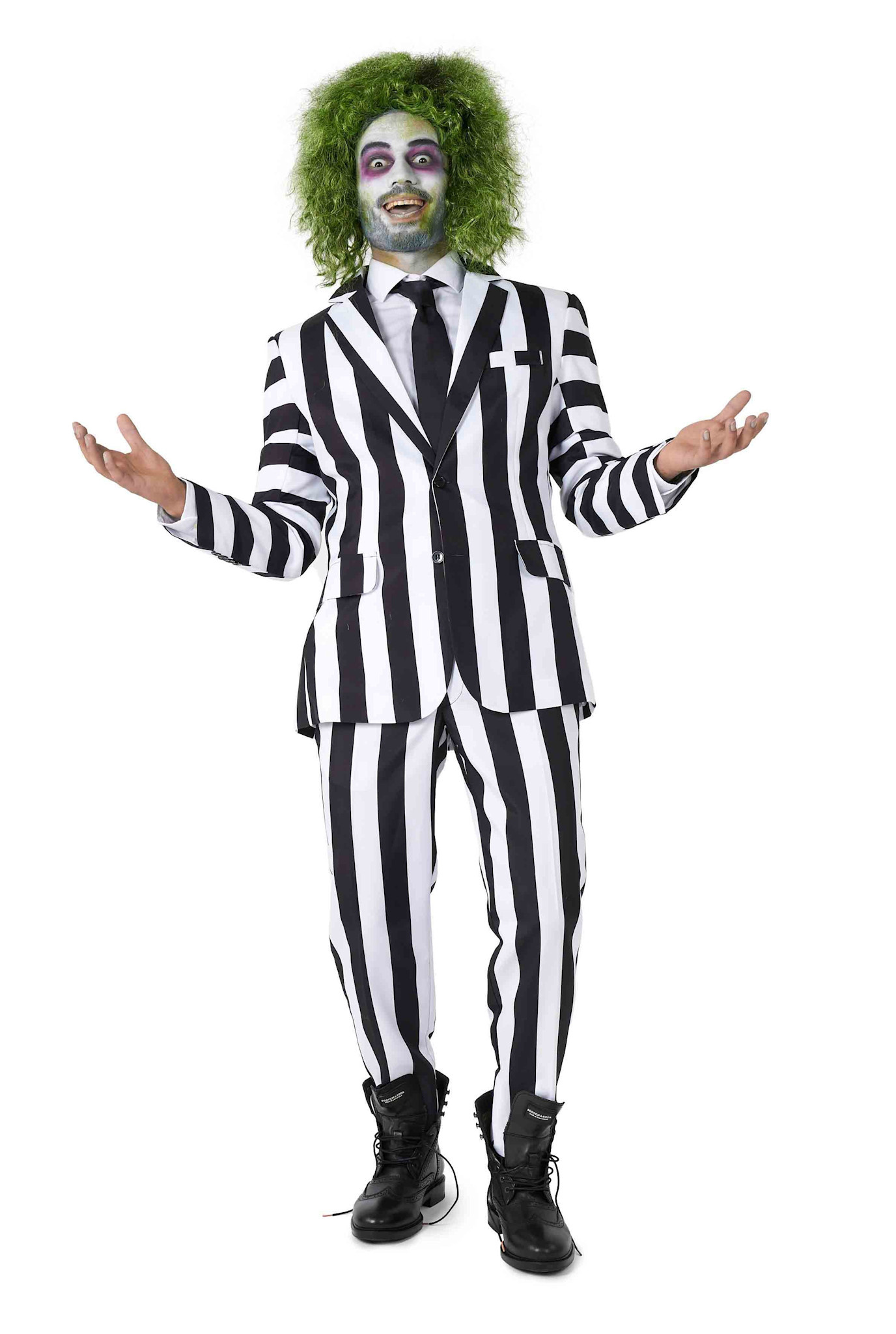 Suitmeister Beetlejuice kostuum zwart wit gestreept