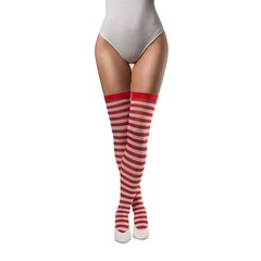 Stay-up panty rood/wit gestreept one size