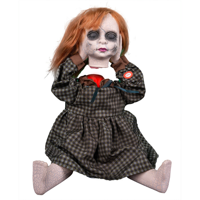 Baby horrorpop bewegend onthoofde pop 27cm