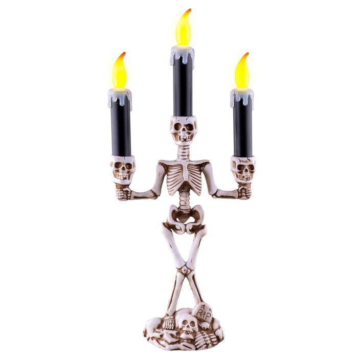 Skelet kandelaar met 3 led kaarsen