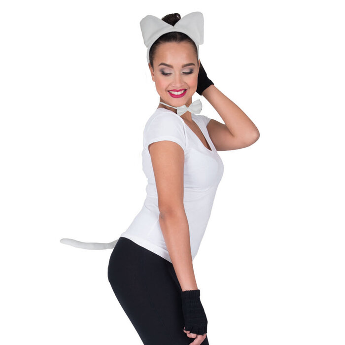 Dierenset kat 3-delig wit