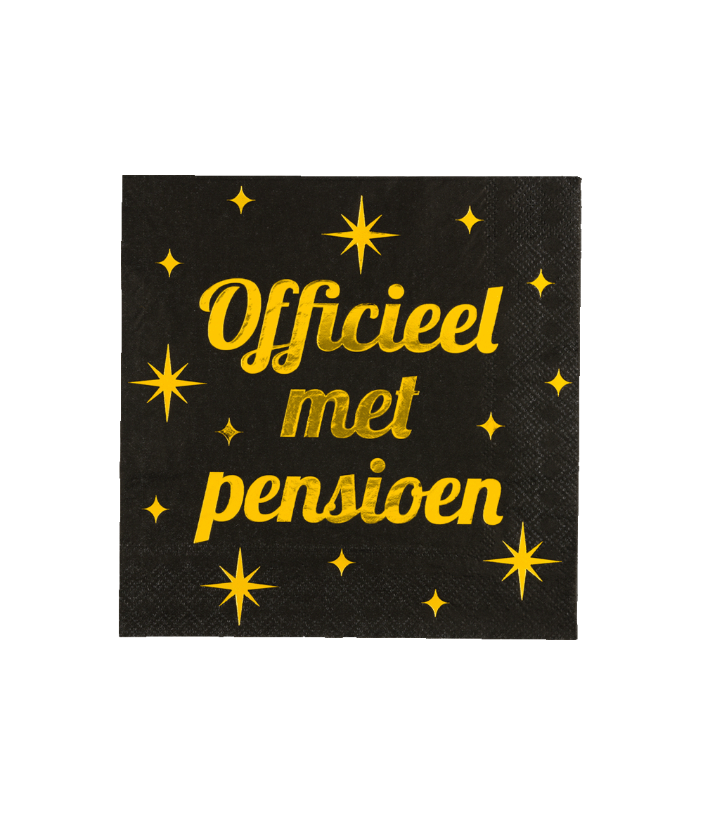 Classy party servetten zwart goud Officieel met Pensioen