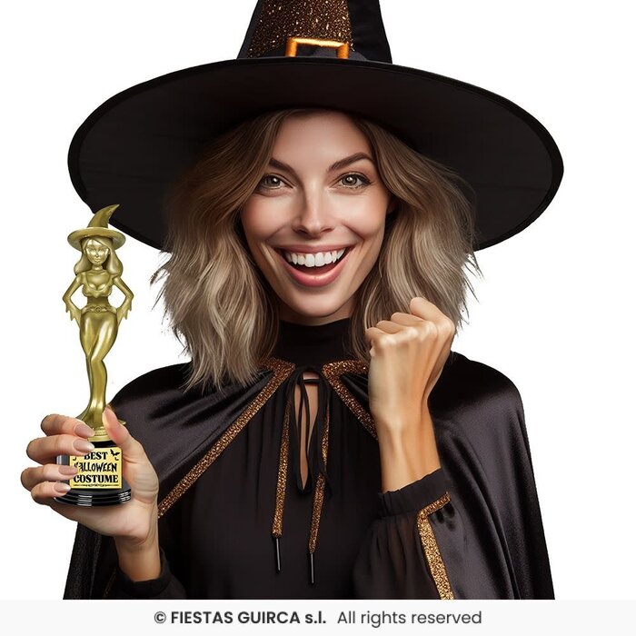 Feestshop.be Beste Halloween kostuum trofee goud 22cm heks