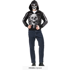 Feestshop.be Skelet trui met kap en masker Halloween