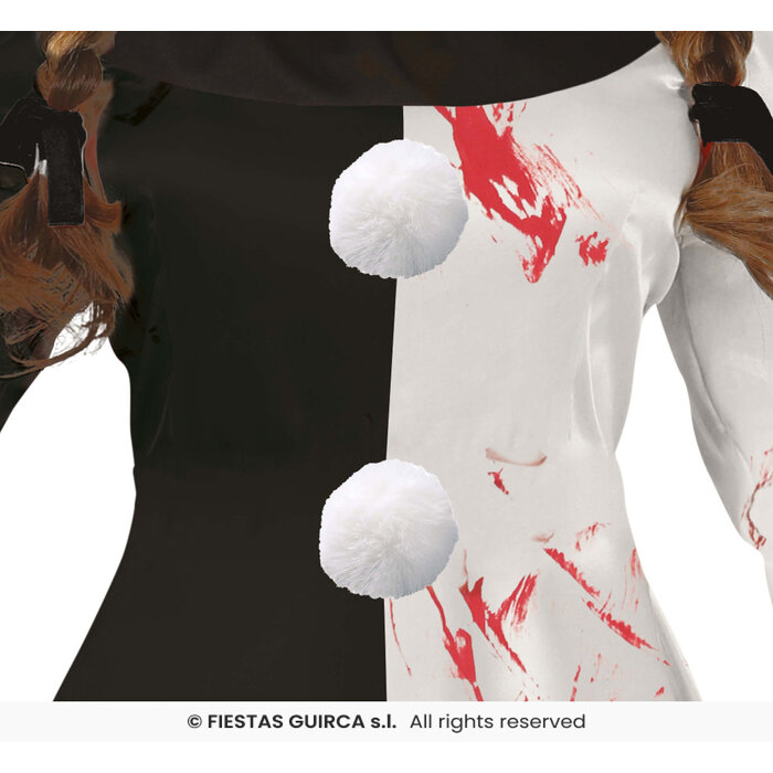 Feestshop.be Halloween clown kleedje dame zwart/wit