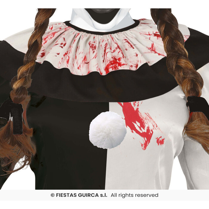 Feestshop.be Halloween clown kleedje dame zwart/wit