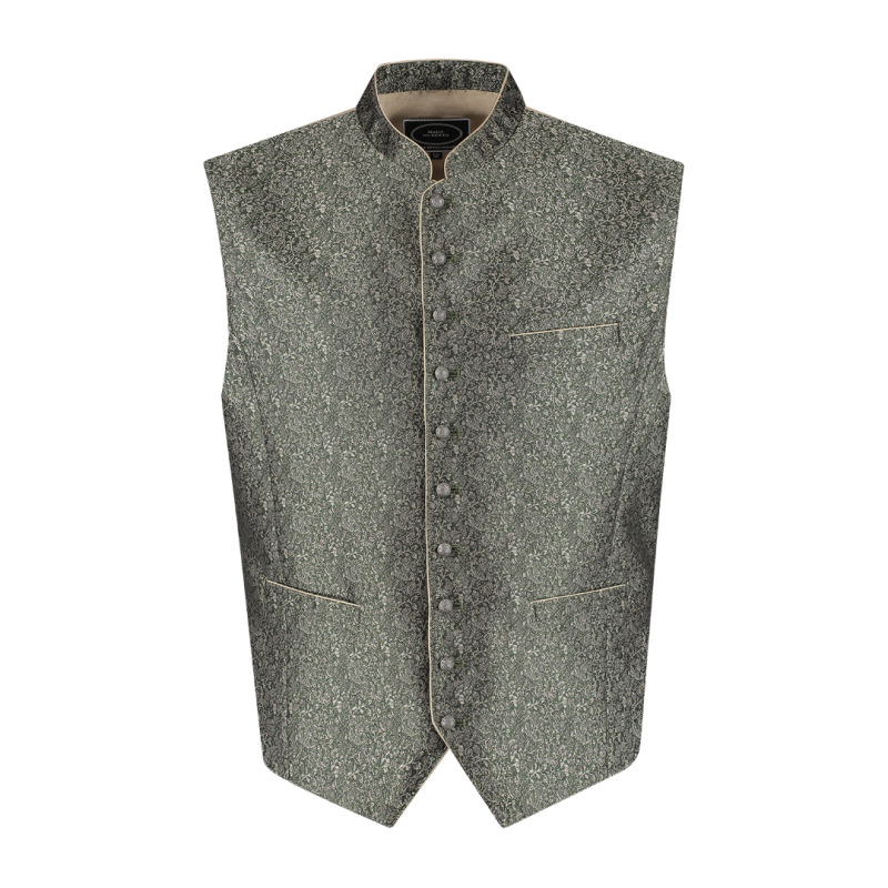 Luxe Oktoberfest trachten gilet jacquardpatroon, groen/beige