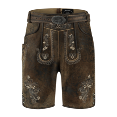 Haus Huberts Lederhose kort bruin antiek met riem