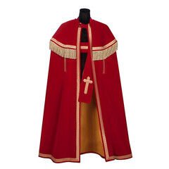 Thetru Mantel en stola TV-sint Bram donkerrood smal