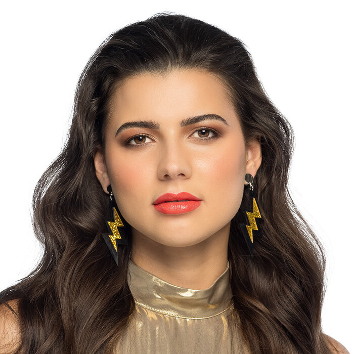 Boland Paar oorbellen Blizz bliksem goud zwart