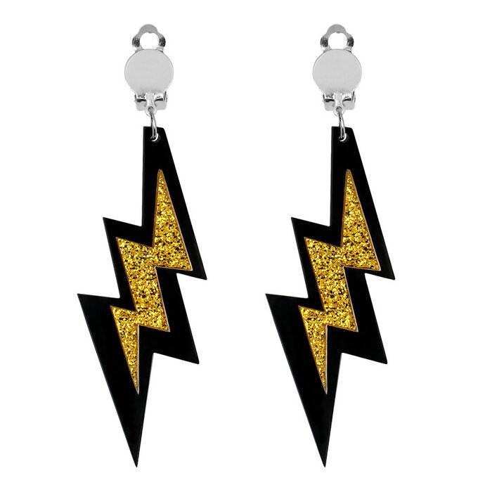 Boland Paar oorbellen Blizz bliksem goud zwart