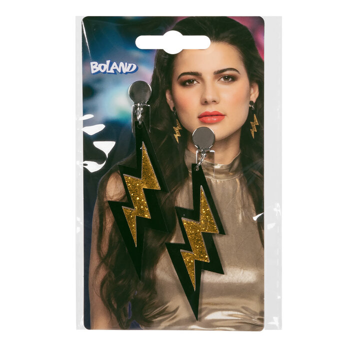 Boland Paar oorbellen Blizz bliksem goud zwart