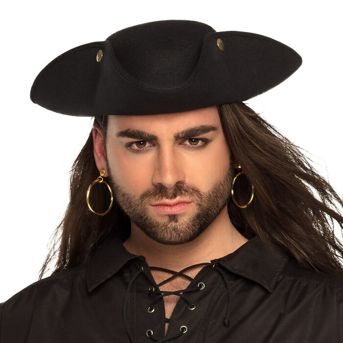 Feestshop.be Paar oorbellen piet / piraat gouden ring met klipsluiting