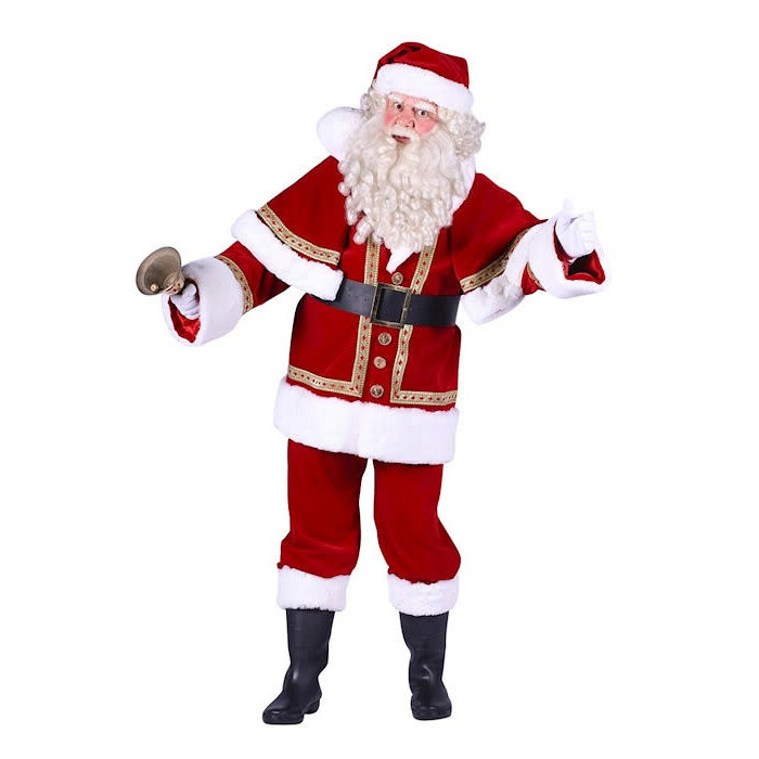 Thetru Kerstman kostuum fluweel luxe rood wit