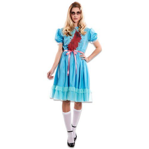 Feestshop.be Blauw Halloween kleedje met bloed M/L