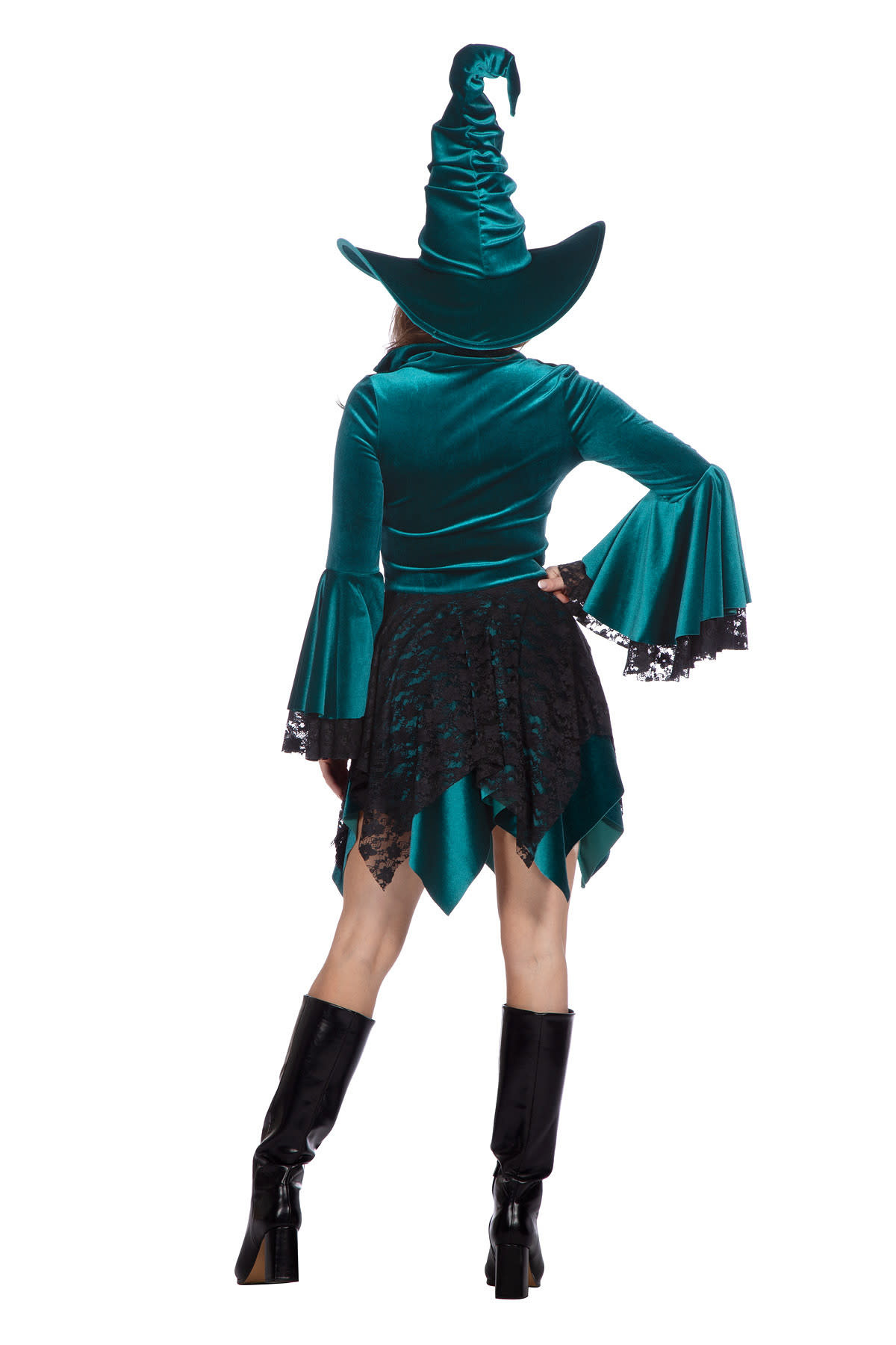 Wilbers & Wilbers Heksenjurk velvet groen Halloween jurk