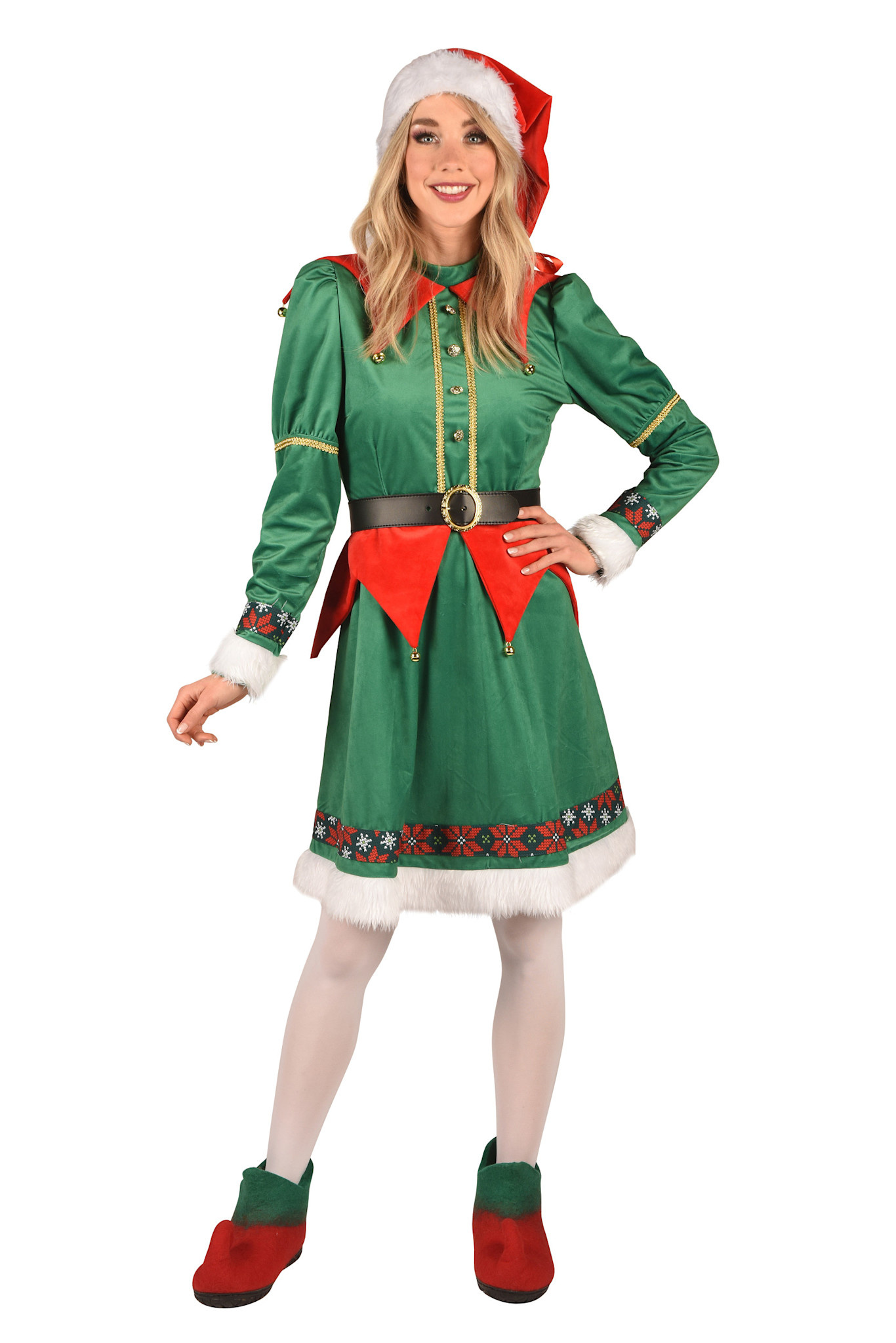 Thetru Kerst elf kostuum dames Saltarella groen rood Luxe