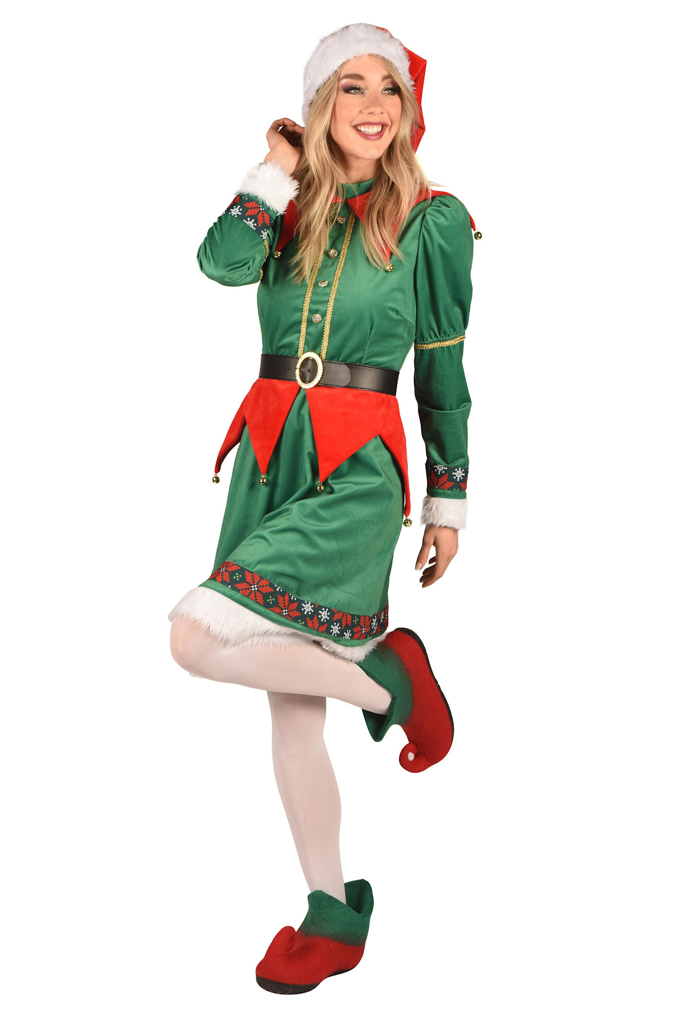 Thetru Kerst elf kostuum dames Saltarella groen rood Luxe