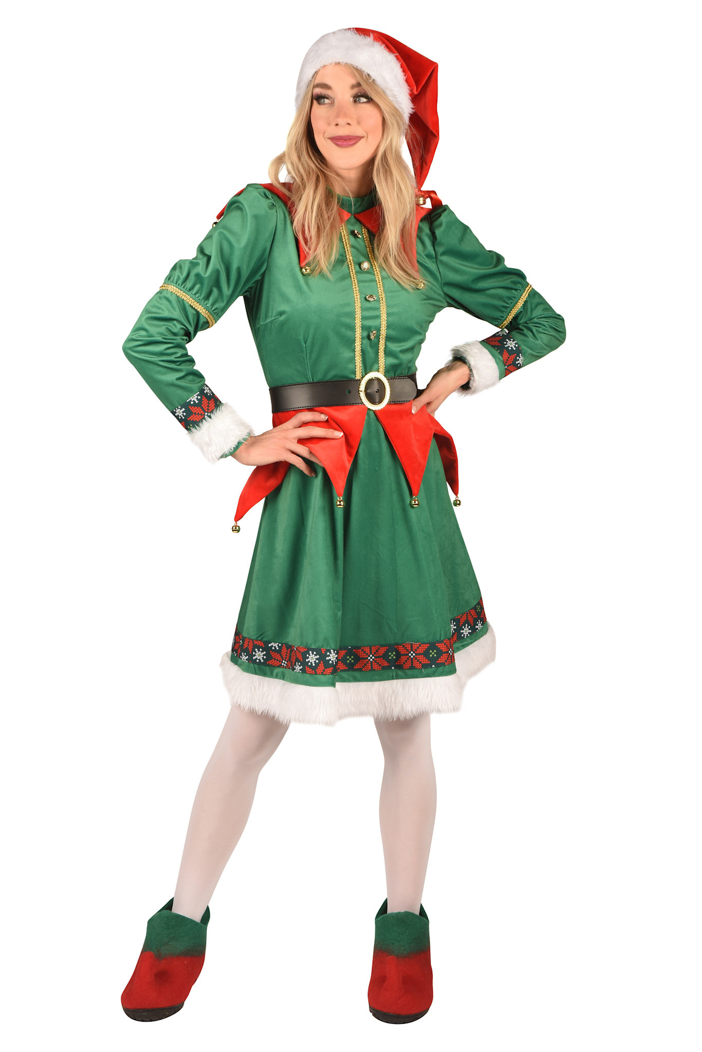 Thetru Kerst elf kostuum dames Saltarella groen rood Luxe