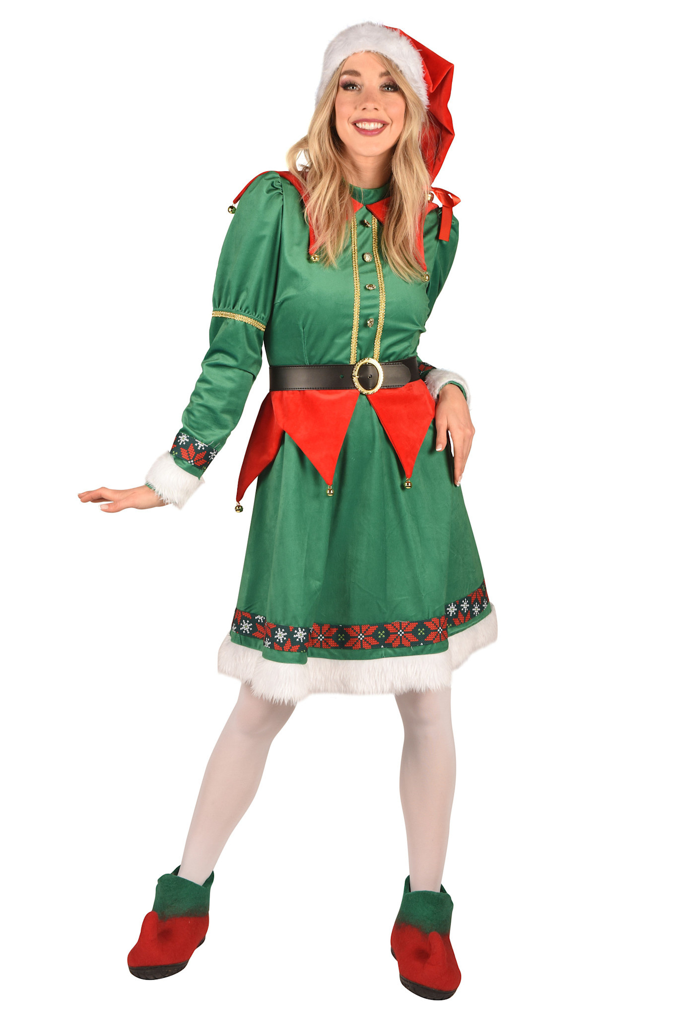 Thetru Kerst elf kostuum dames Saltarella groen rood Luxe