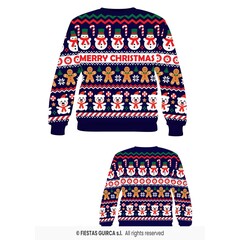 Kersttrui blauw sneeuwman